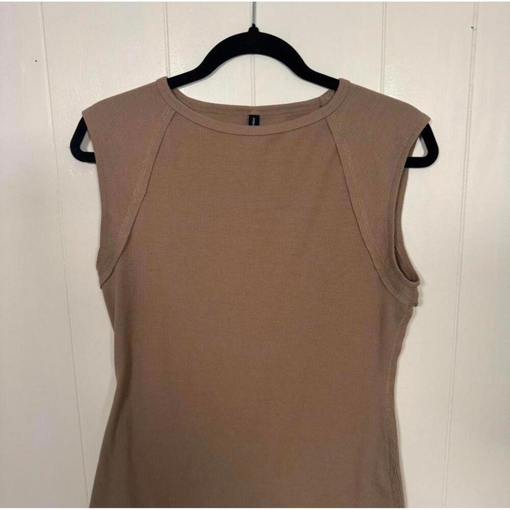 Women's Tan and Brown Cap Sleeve top